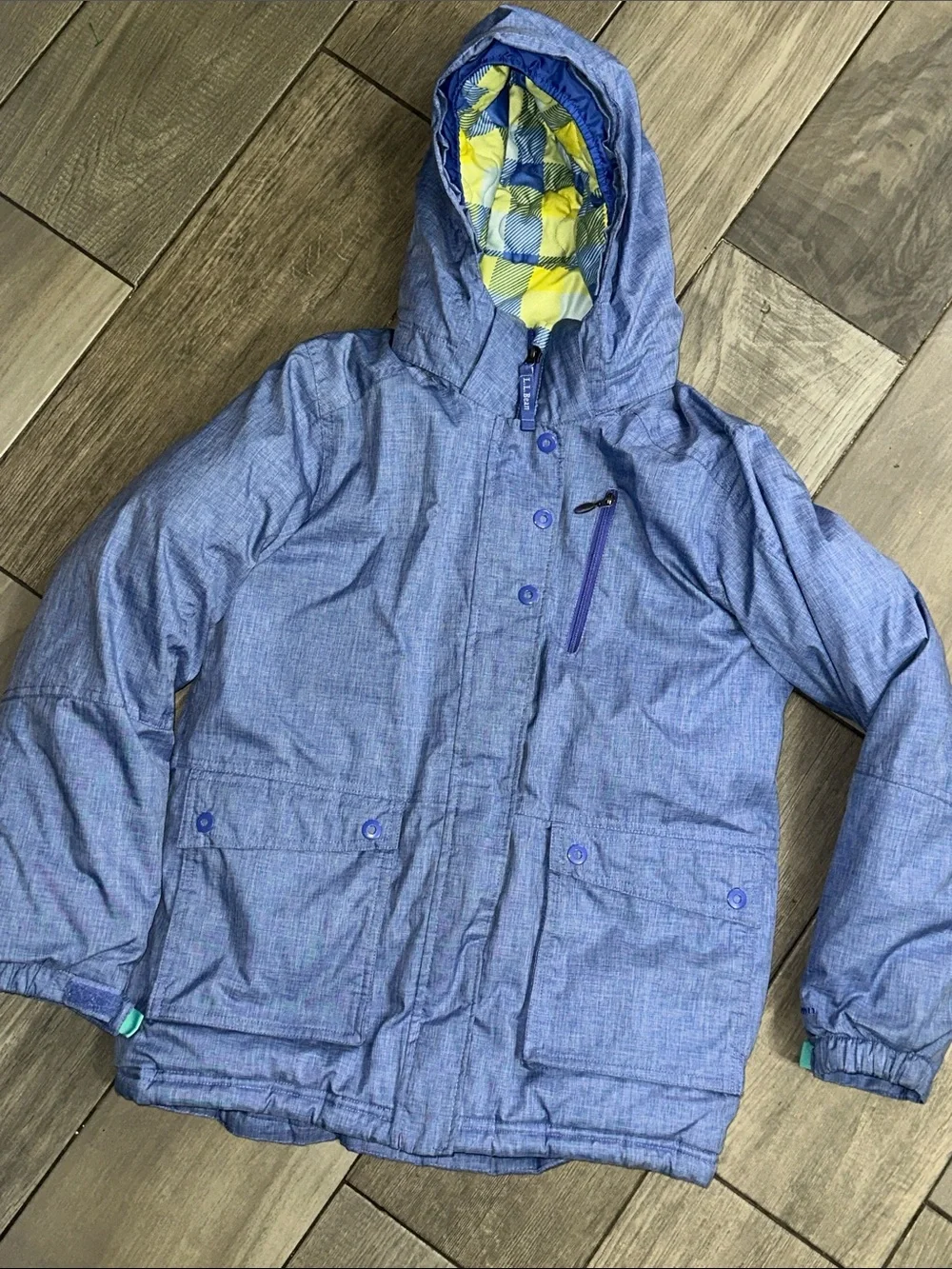LL Bean Girls Puffer Jacket Blue Large 14/16